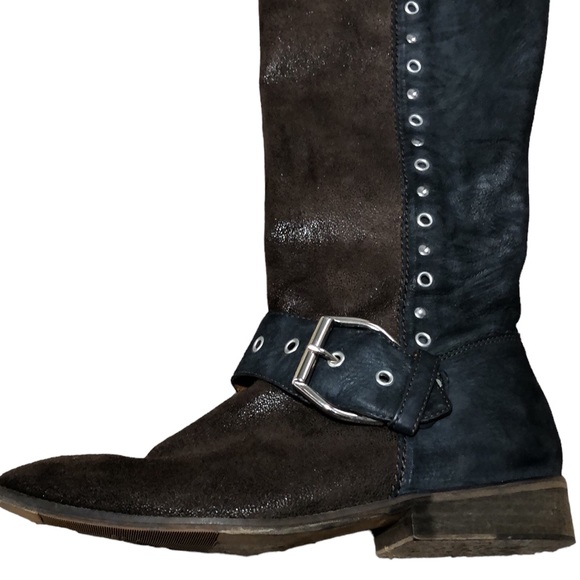 DONALD J. PLINER | Womens Black Leather Brown Suede Gale Knee High Boots size 10 - Picture 4 of 16